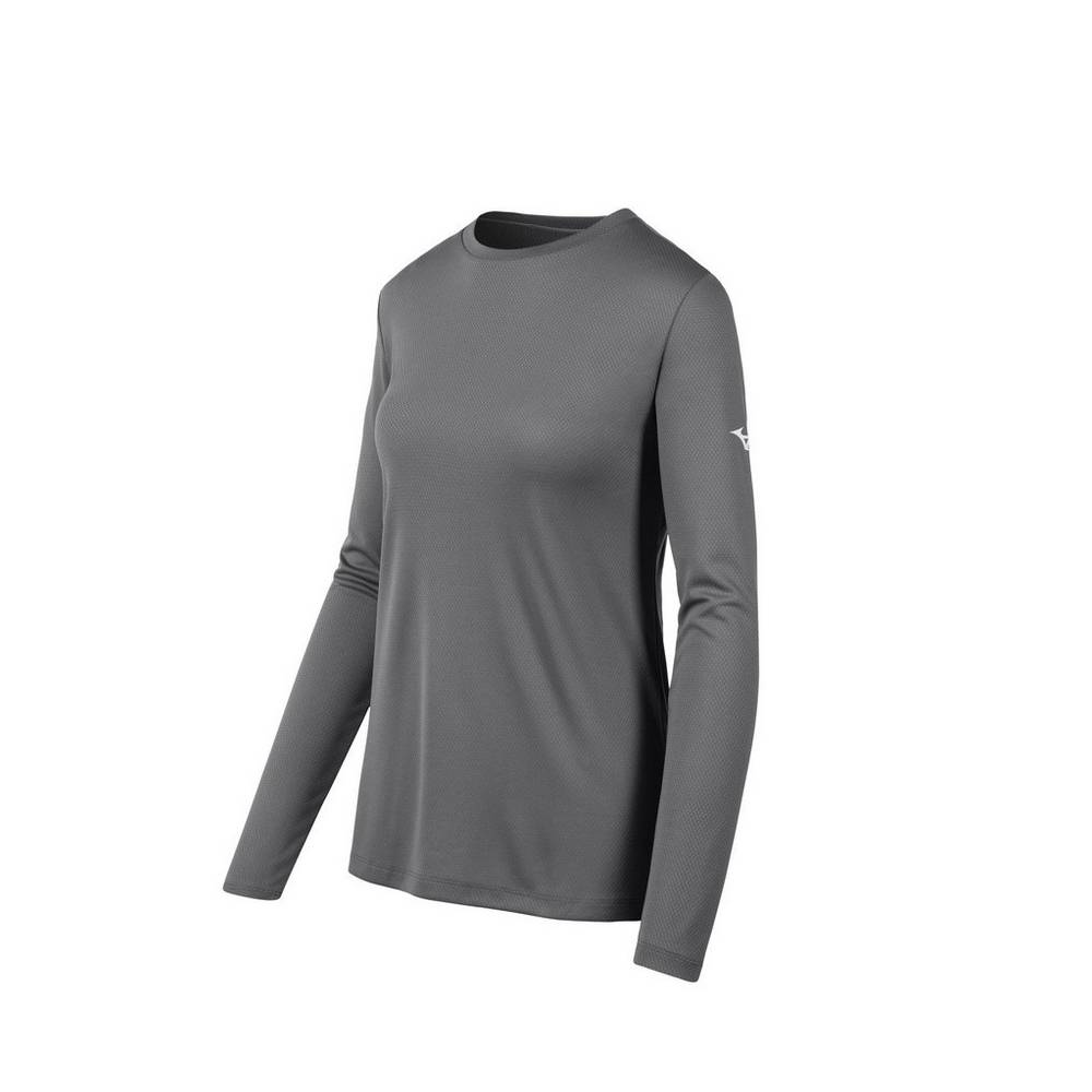 Womens Mizuno Long Sleeve T-Shirts Grey Philippines (TNDHUL138)